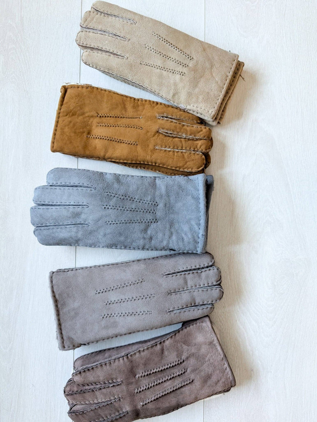 Womens 3pt Sheepskin Glove - Mixed Autumnal Shades: Brown Shades / Medium
