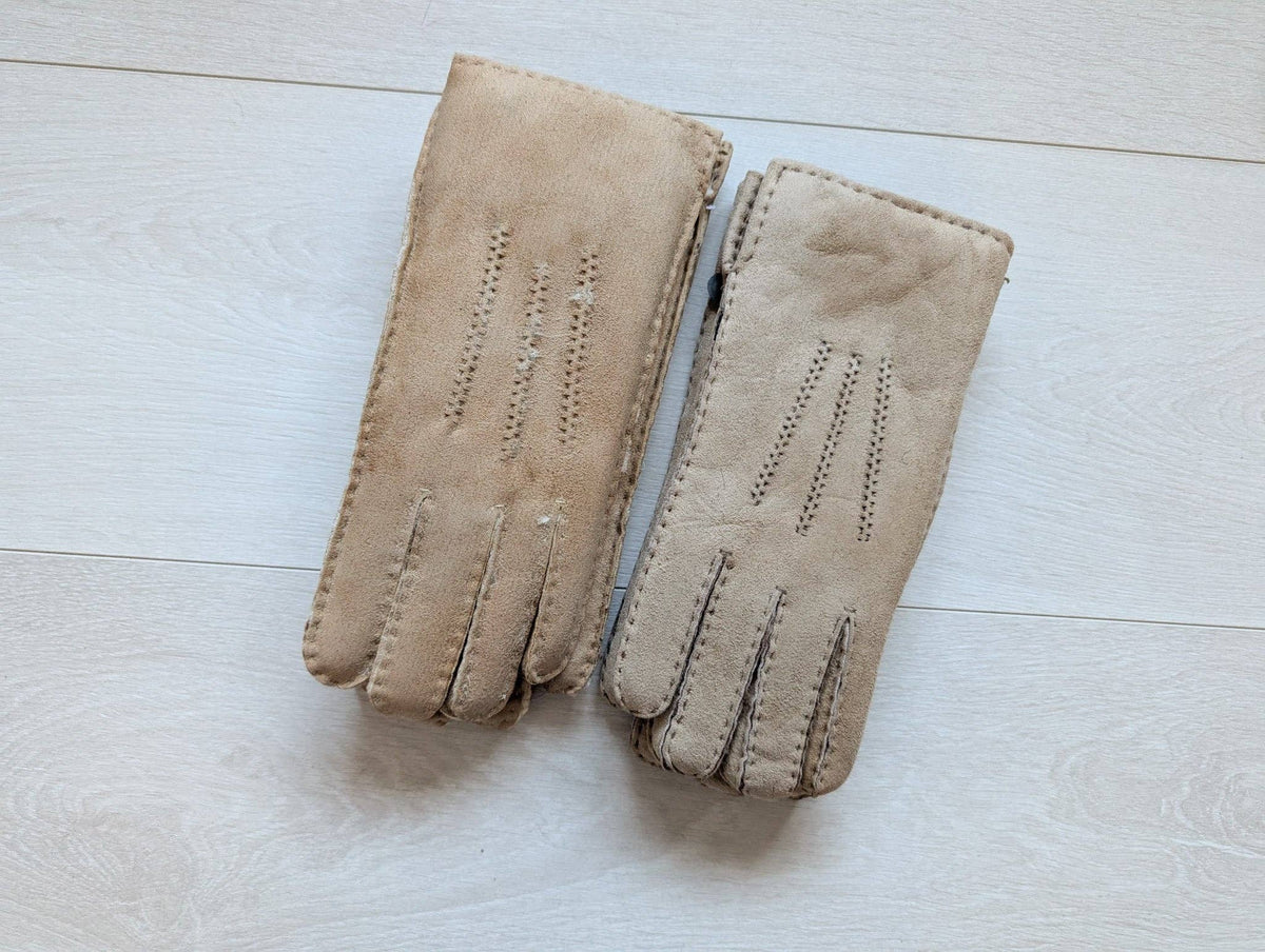 Womens 3pt Sheepskin Glove - Mixed Autumnal Shades: Brown Shades / Medium