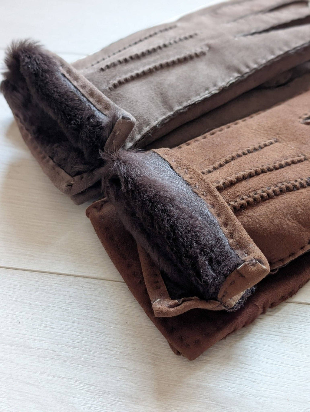 Womens 3pt Sheepskin Glove - Mixed Autumnal Shades: Brown Shades / Medium