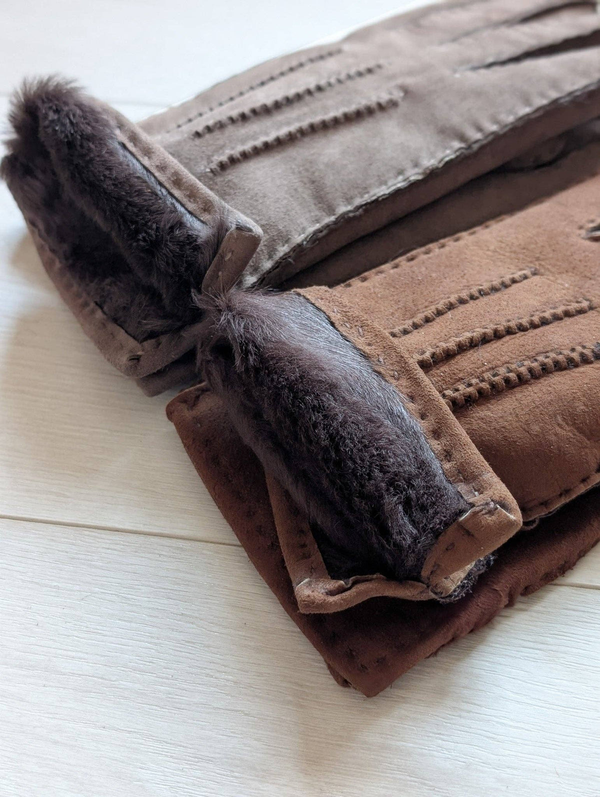 Womens 3pt Sheepskin Glove - Mixed Autumnal Shades: Brown Shades / Medium