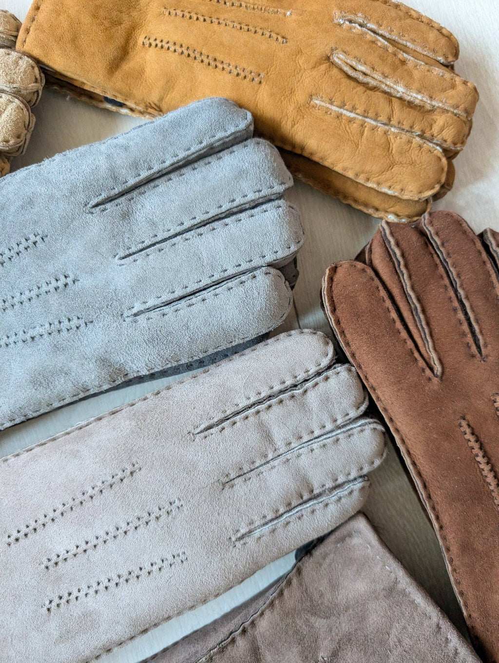 Womens 3pt Sheepskin Glove - Mixed Autumnal Shades: Brown Shades / Medium