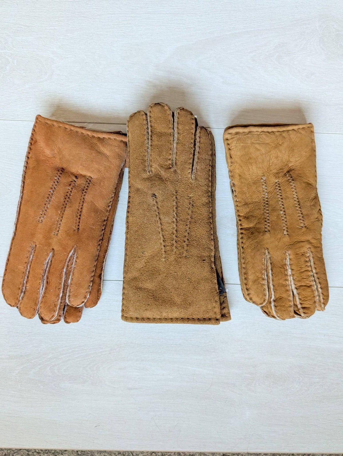 Womens 3pt Sheepskin Glove - Mixed Autumnal Shades: Brown Shades / Medium