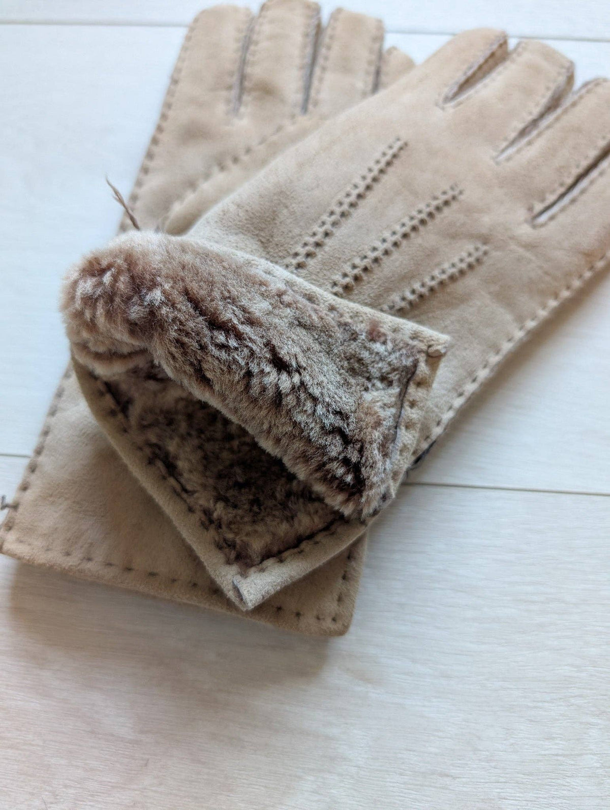 Womens 3pt Sheepskin Glove - Mixed Autumnal Shades: Brown Shades / Medium
