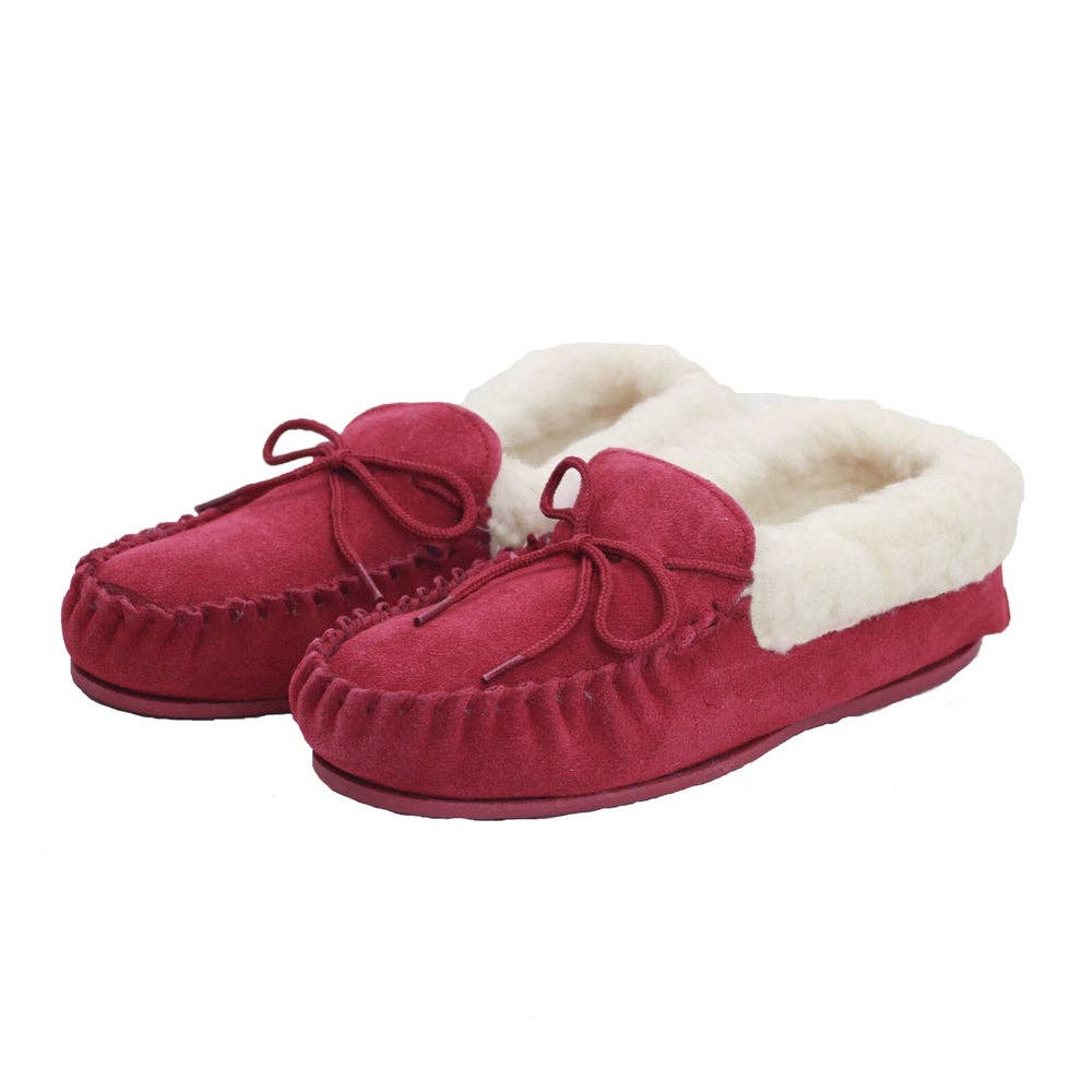 LWM1/S Ladies Wool Line Moccasin With Sole: Camel / 8