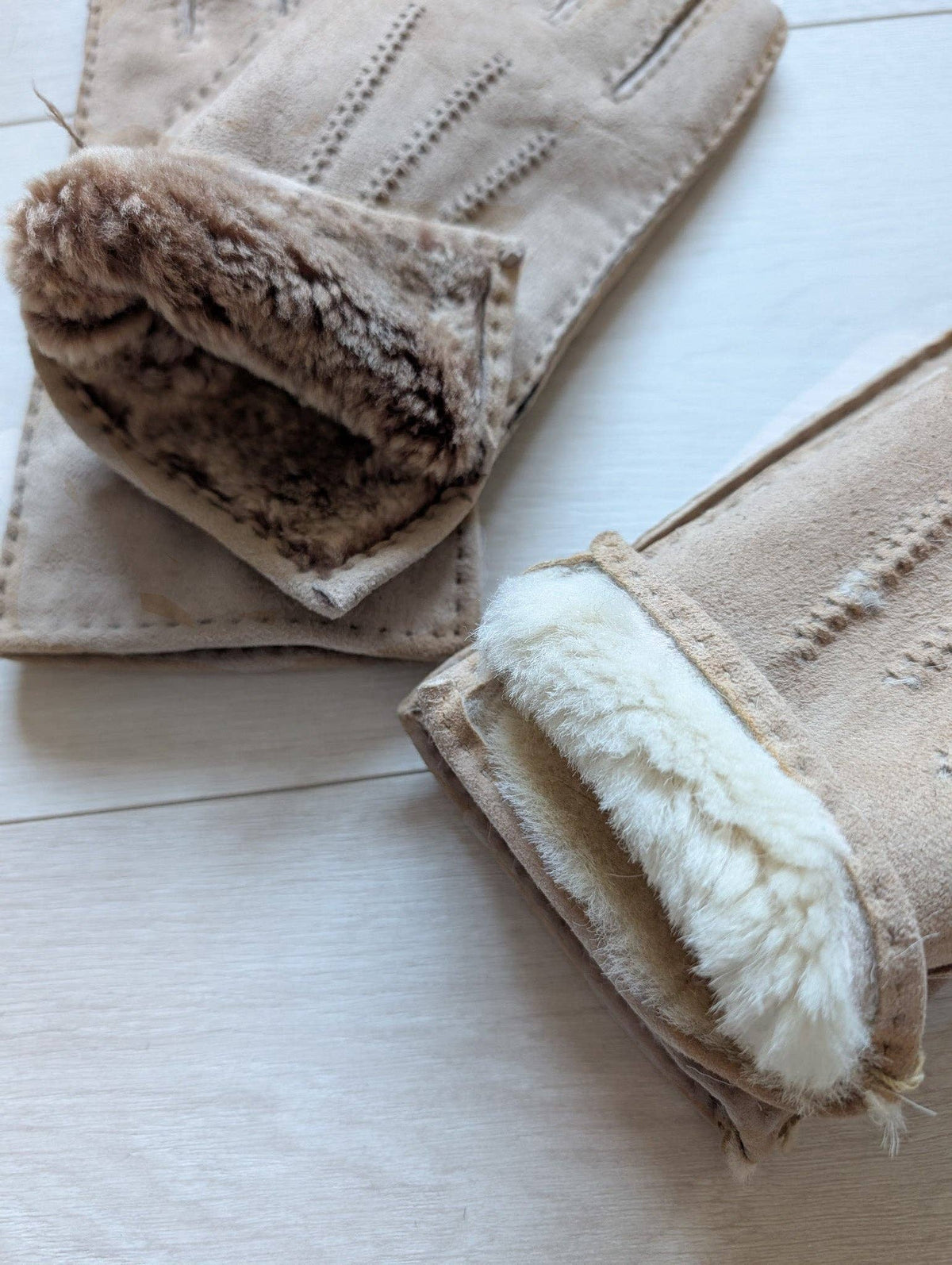 Womens 3pt Sheepskin Glove - Mixed Autumnal Shades: Brown Shades / Medium
