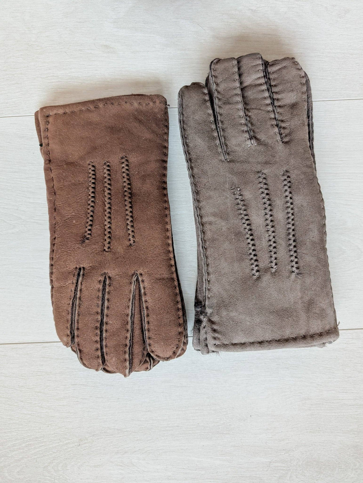 Womens 3pt Sheepskin Glove - Mixed Autumnal Shades: Brown Shades / Medium