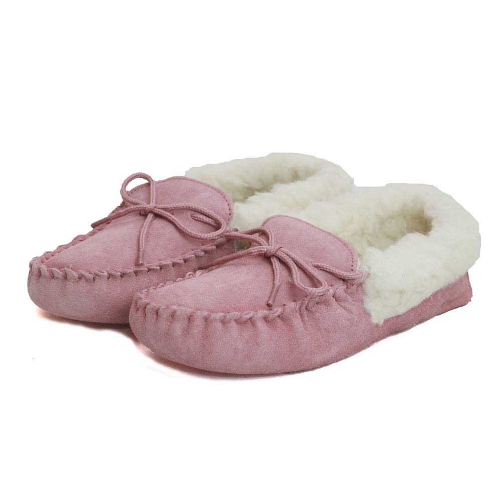 LWM1 Ladies Wool Lined Moccasin: Pink / 7
