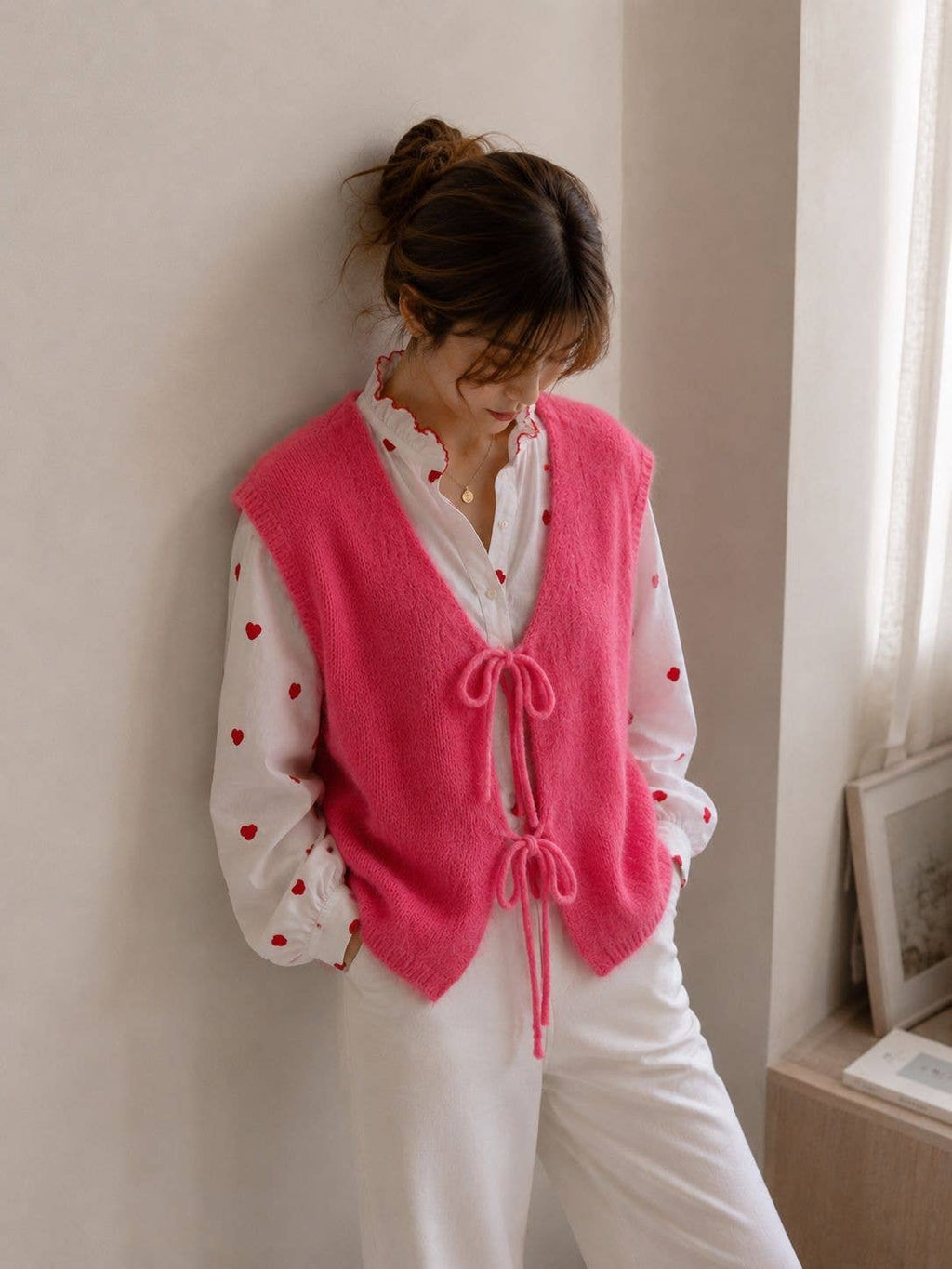 Sleeveless knit vest - Orice: Beige / One size