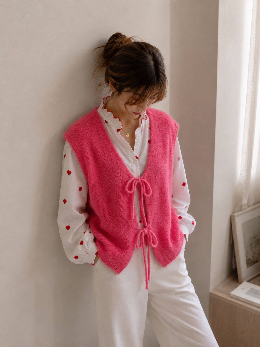 Sleeveless knit vest - Orice: Beige / One size
