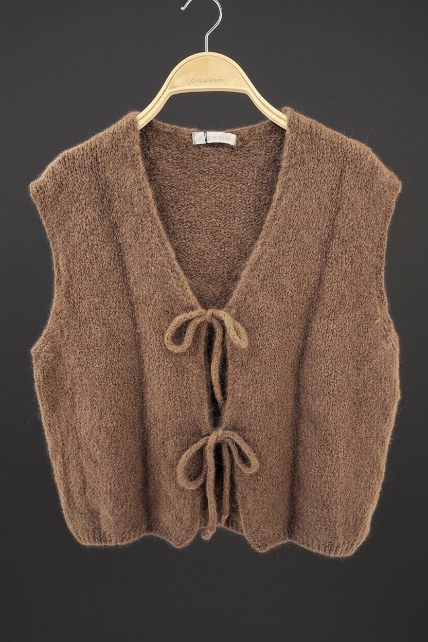 Sleeveless knit vest - Orice: Taupe / One size
