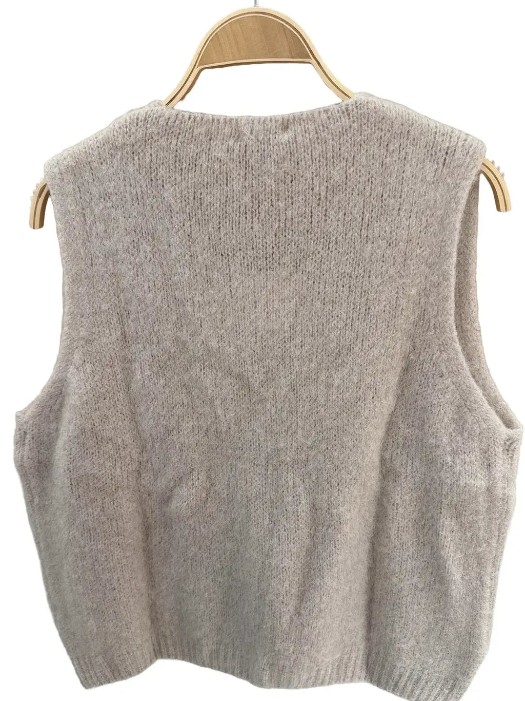 Alpaca knit sleeveless vest - Beige / One size