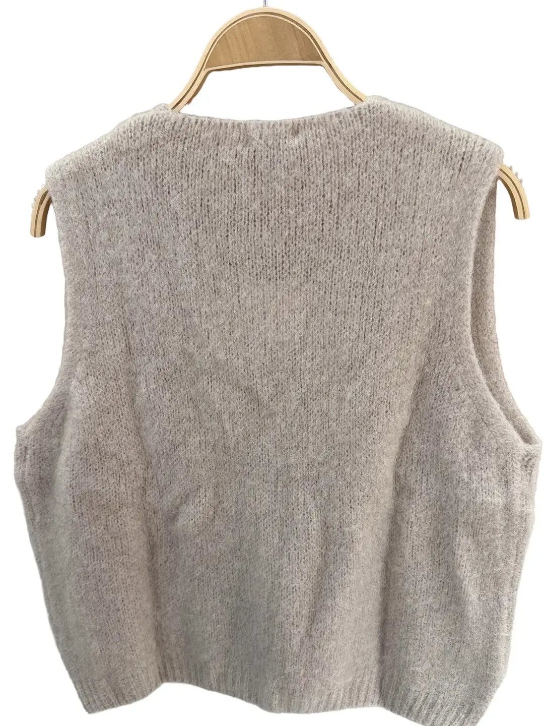 Alpaca knit sleeveless vest - Beige / One size