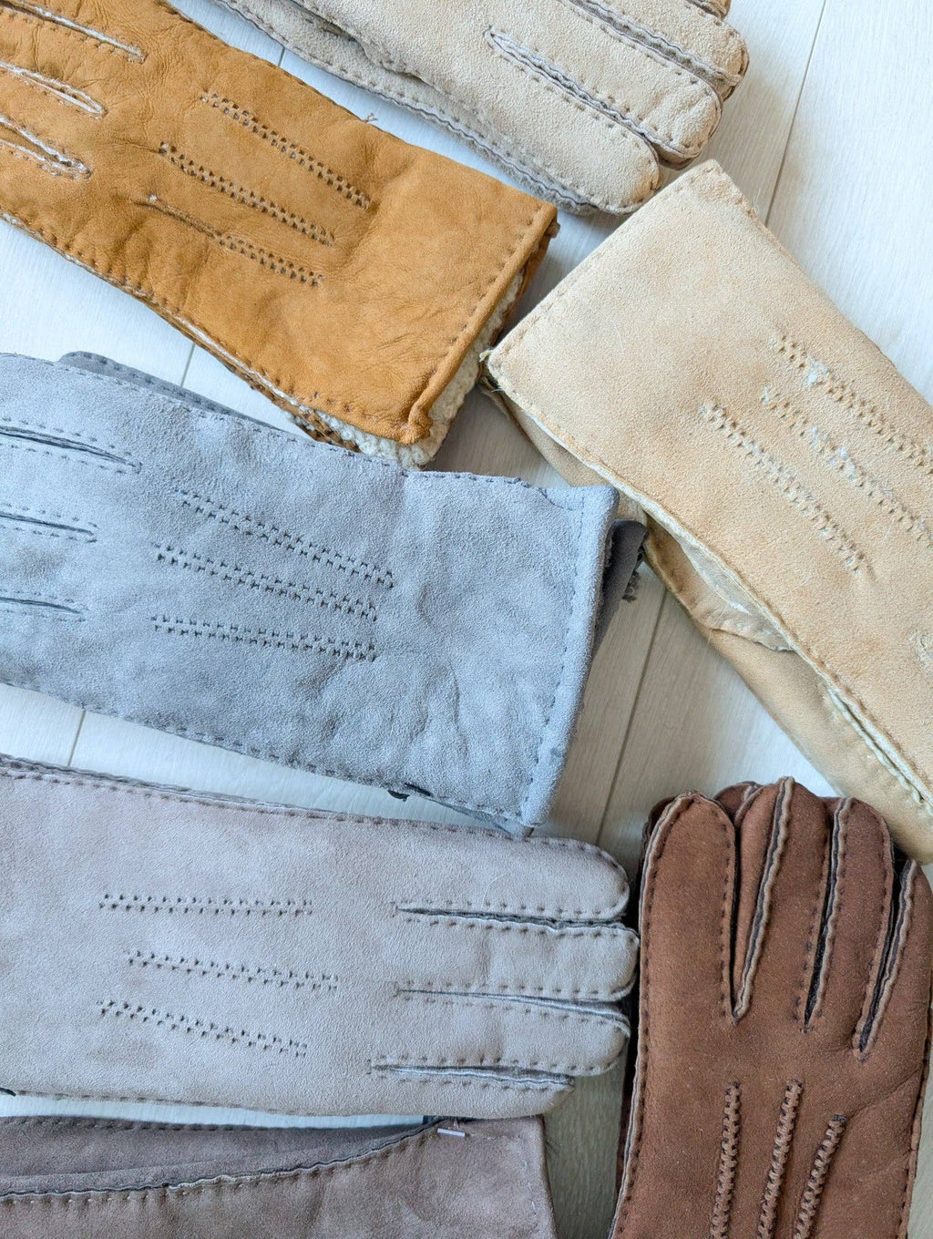 Womens 3pt Sheepskin Glove - Mixed Autumnal Shades: Brown Shades / Medium