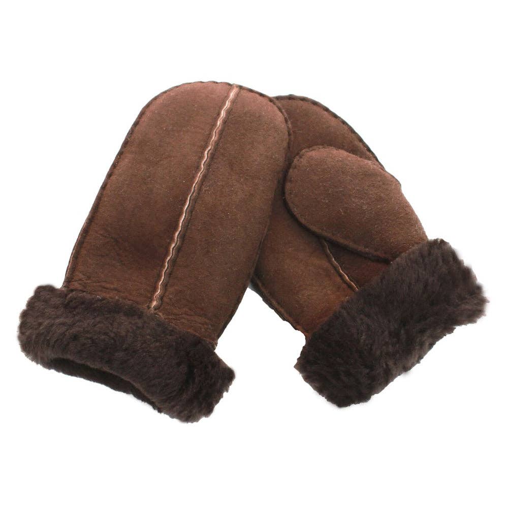 CSM Childrens Sheepskin Mittens: Chocolate