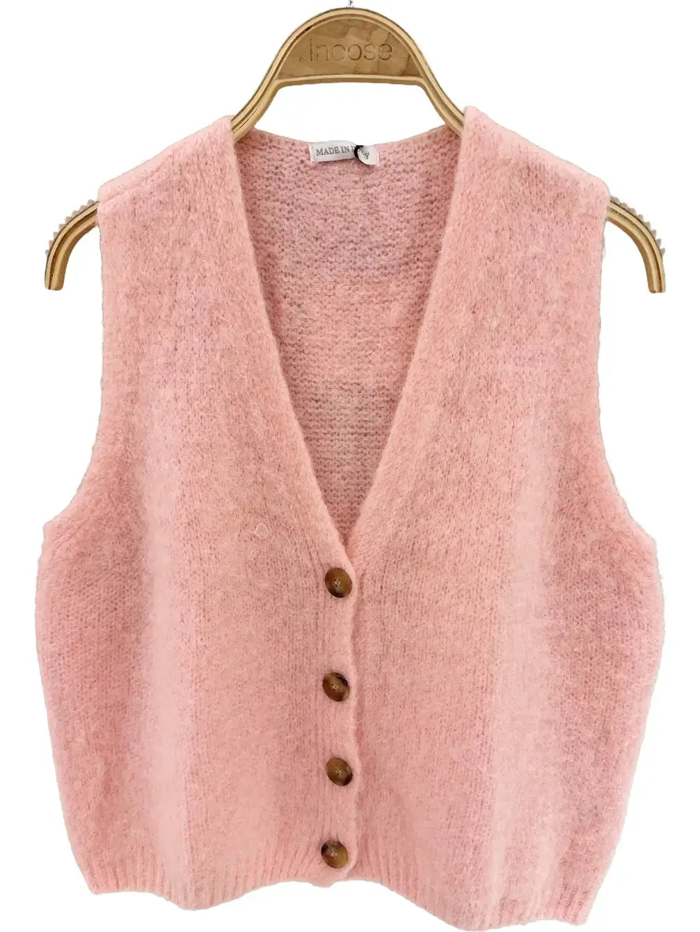 Alpaca knit sleeveless vest - Pink