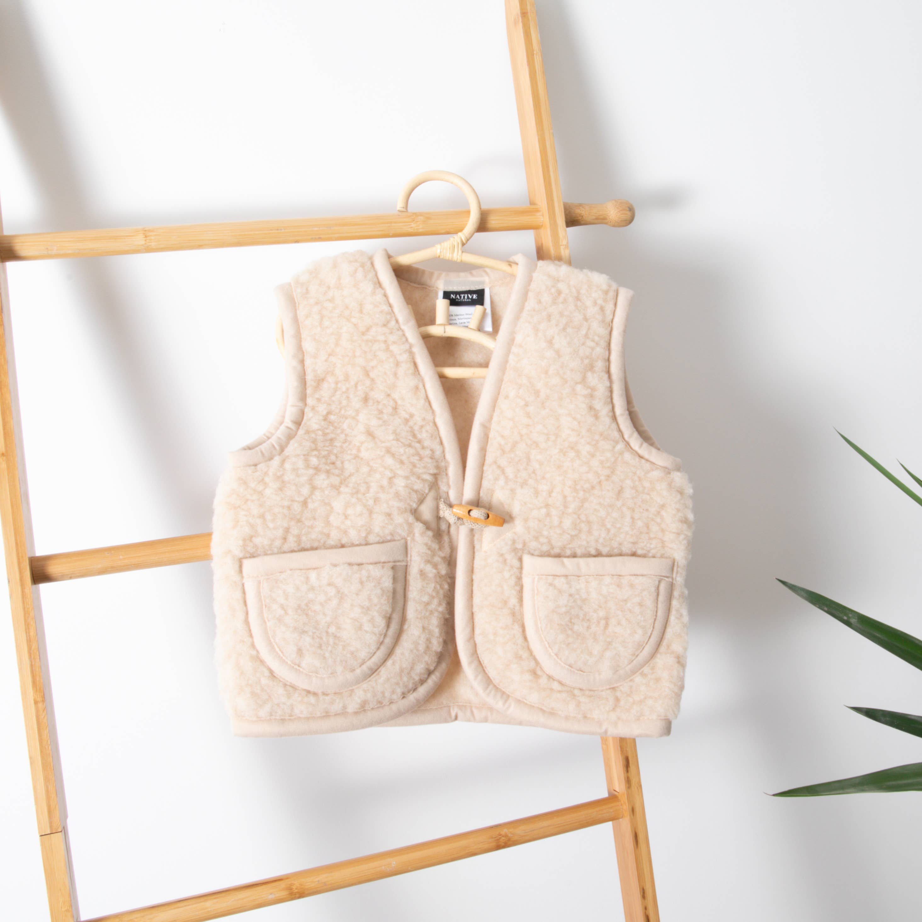 Merino Wool Beige Baby Gilet: M