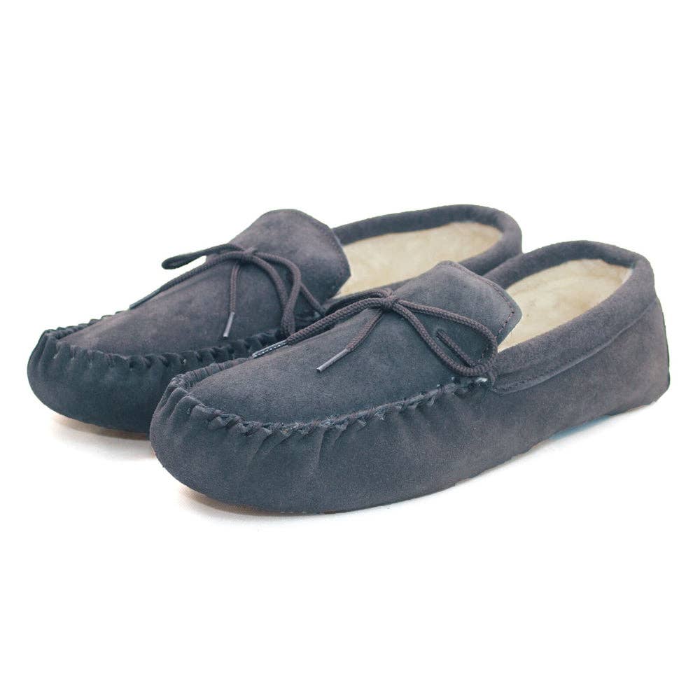 GWM1 Unisex Wool Lined Moccasin: Brown / 7