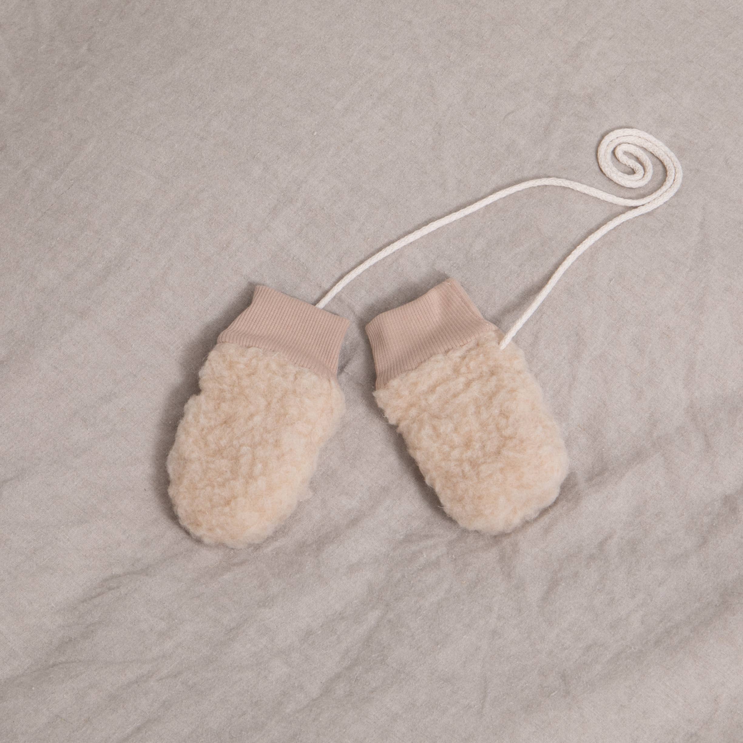 Baby Merino Wool Mittens with Cord