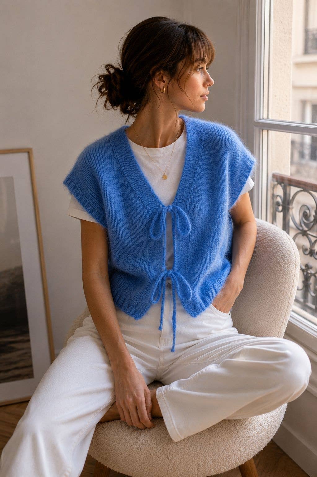 Sleeveless knit vest - Orice: Pink / One size