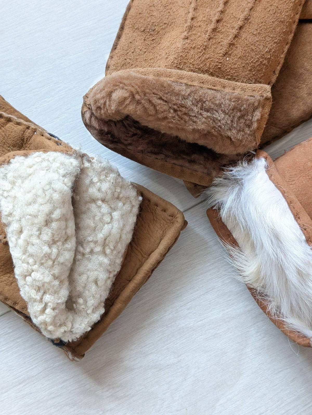 Womens 3pt Sheepskin Glove - Mixed Autumnal Shades: Brown Shades / Medium