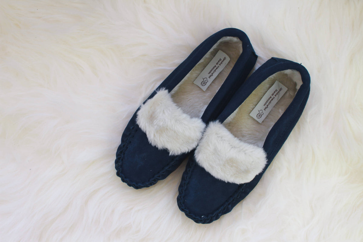 Zoe Plush Lined Moccasins: Dark Camel / 6