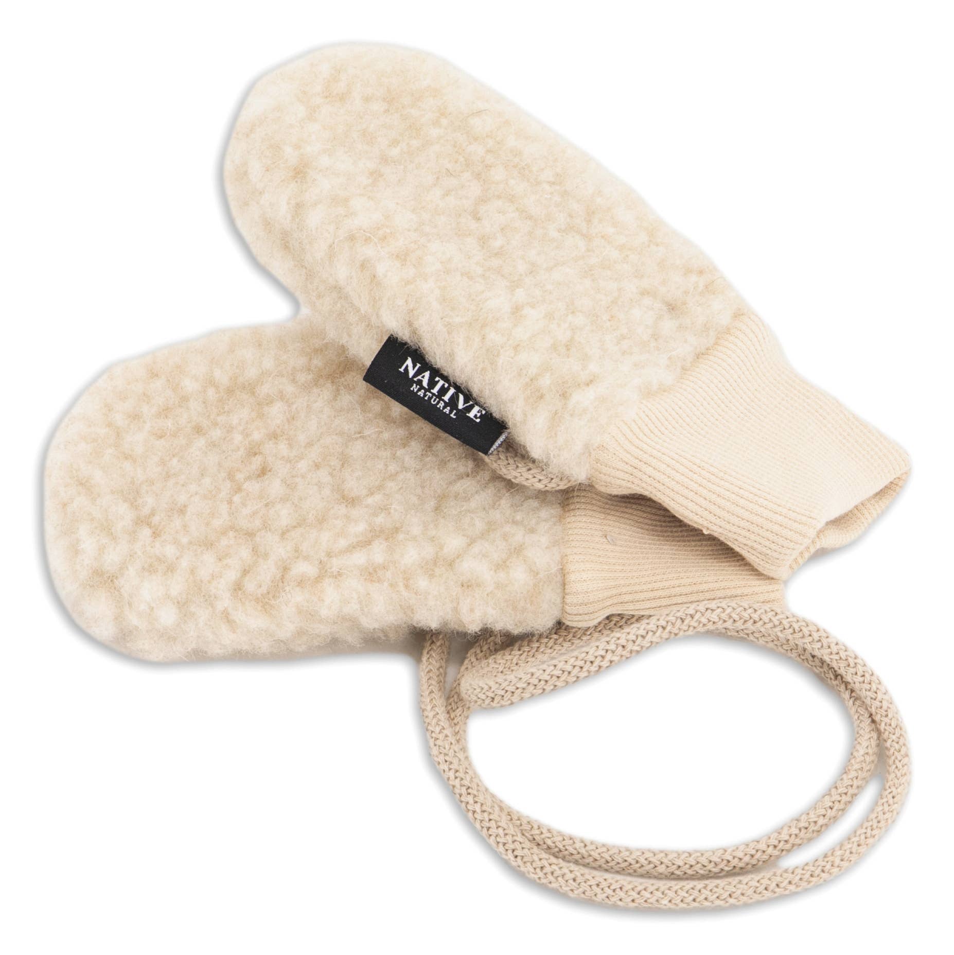 Baby Merino Wool Mittens with Cord