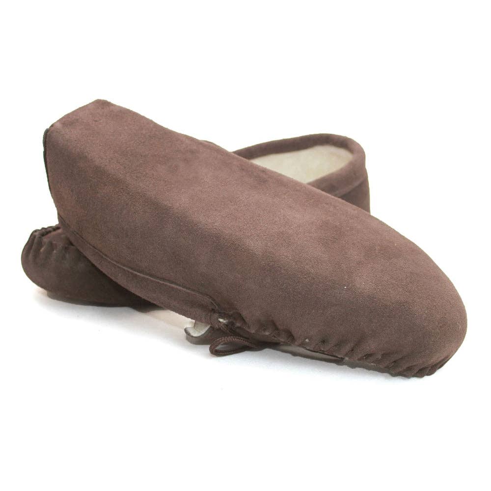 GWM1 Unisex Wool Lined Moccasin: Dark Camel / 6