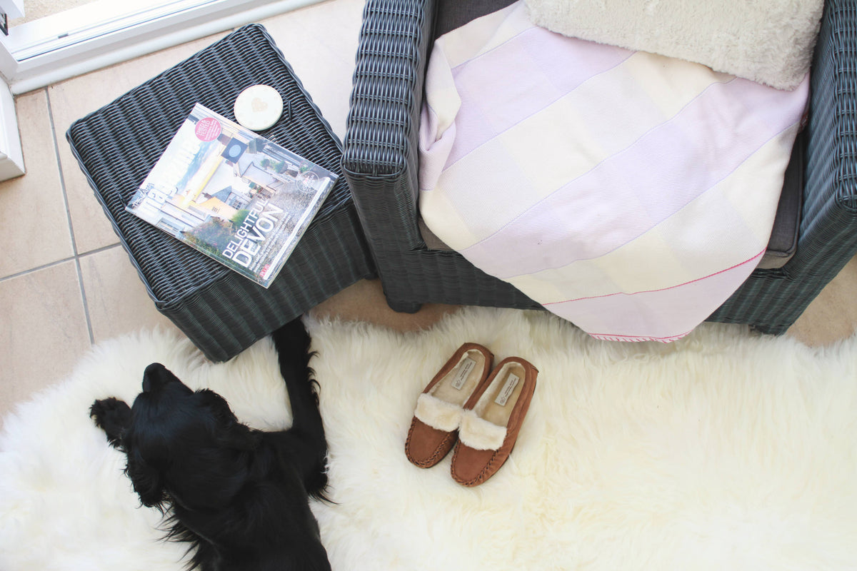 Natural Single Sheepskin Rugs British Skins S/M/L/XL  : Medium 90cm