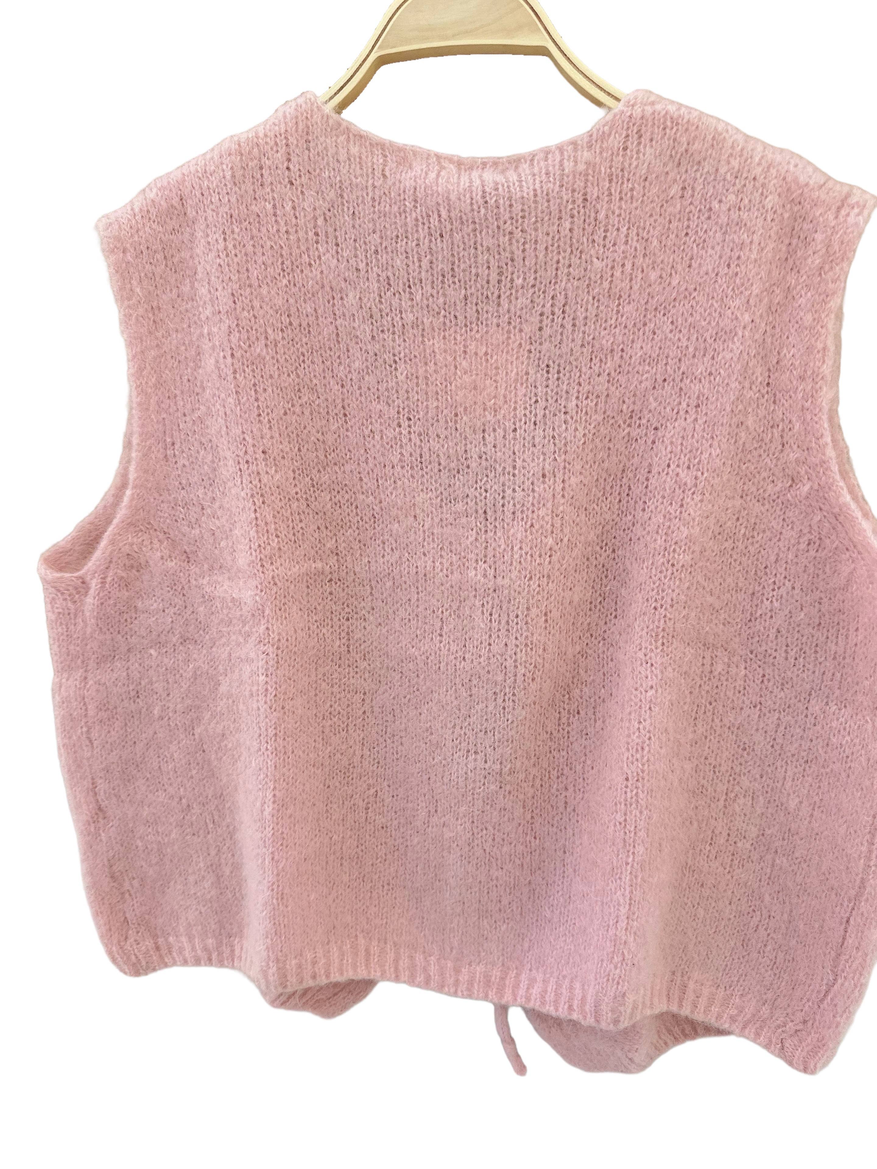 Sleeveless knit vest - Orice: Beige / One size