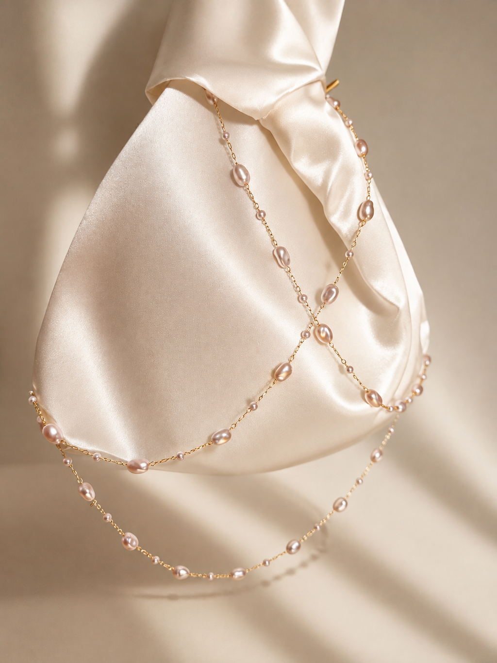 Japanese knot bridal satin bag