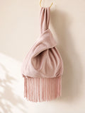 Japanese knot wrist velvet pink bag