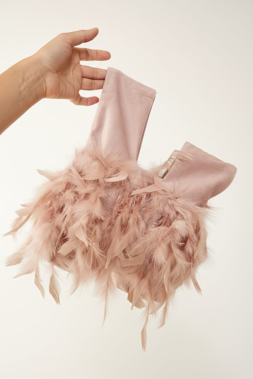 Japanese knot feather pink bag
