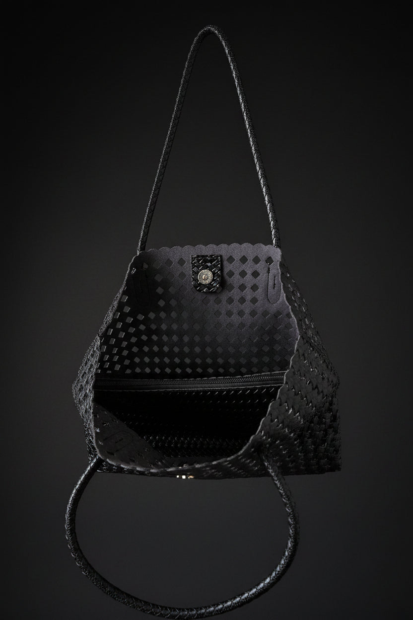Woven handbag imitation leather