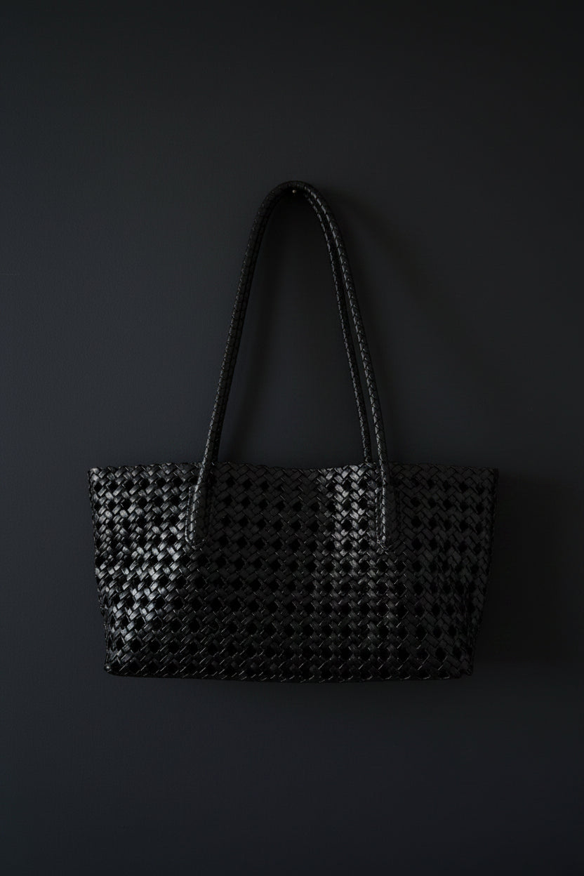 Woven handbag imitation leather