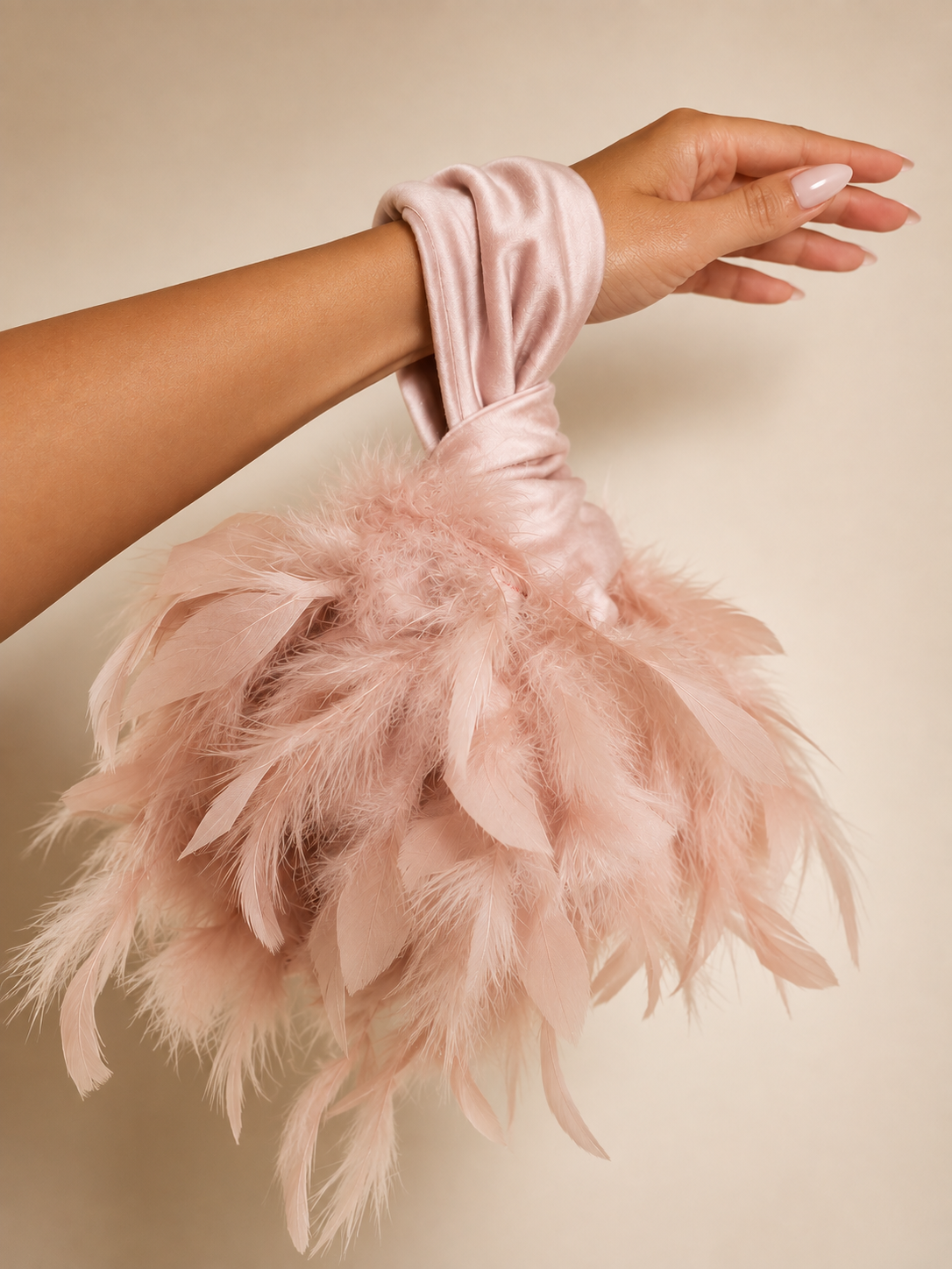 Japanese knot feather pink bag