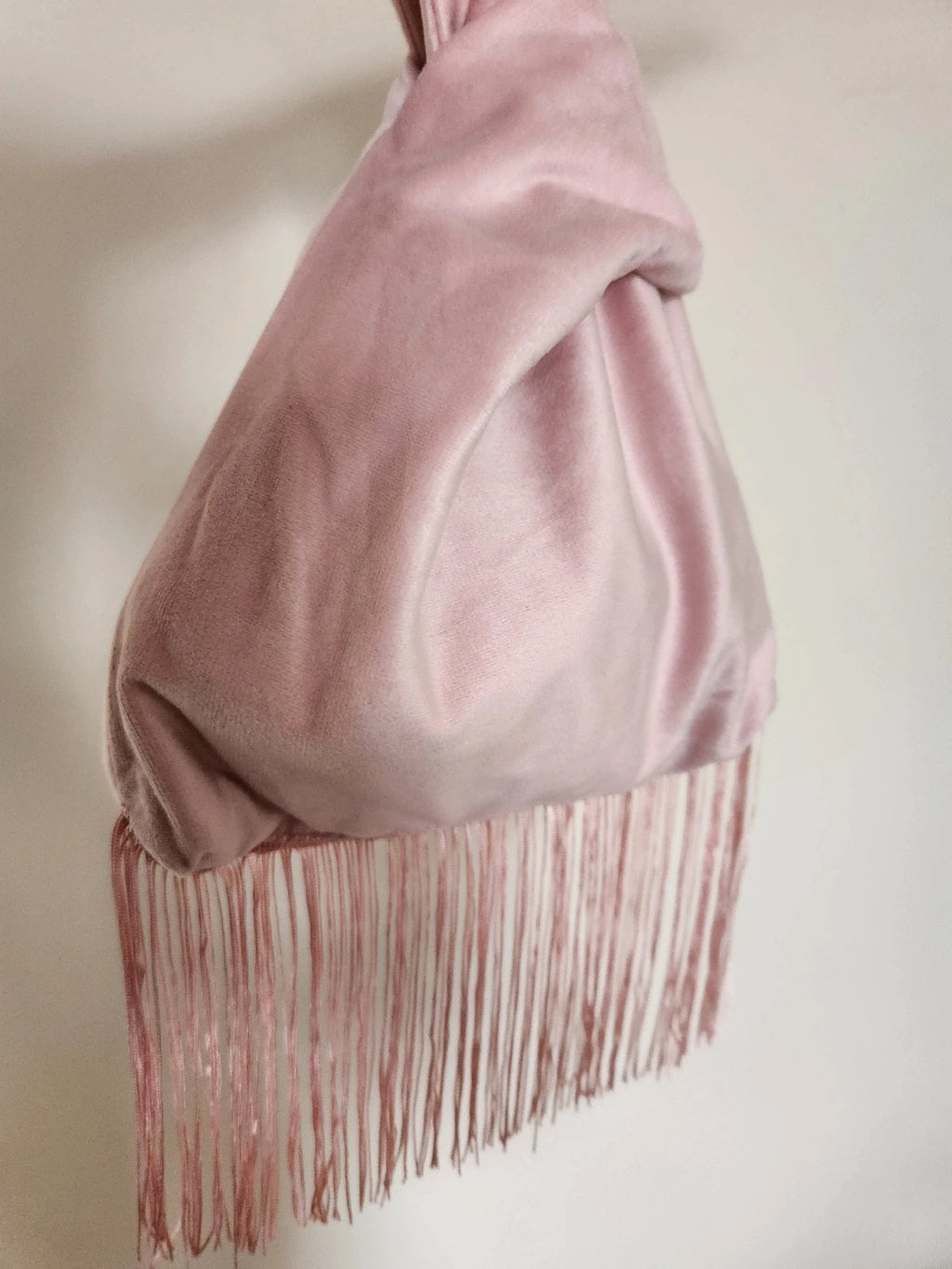 Japanese knot wrist velvet pink bag