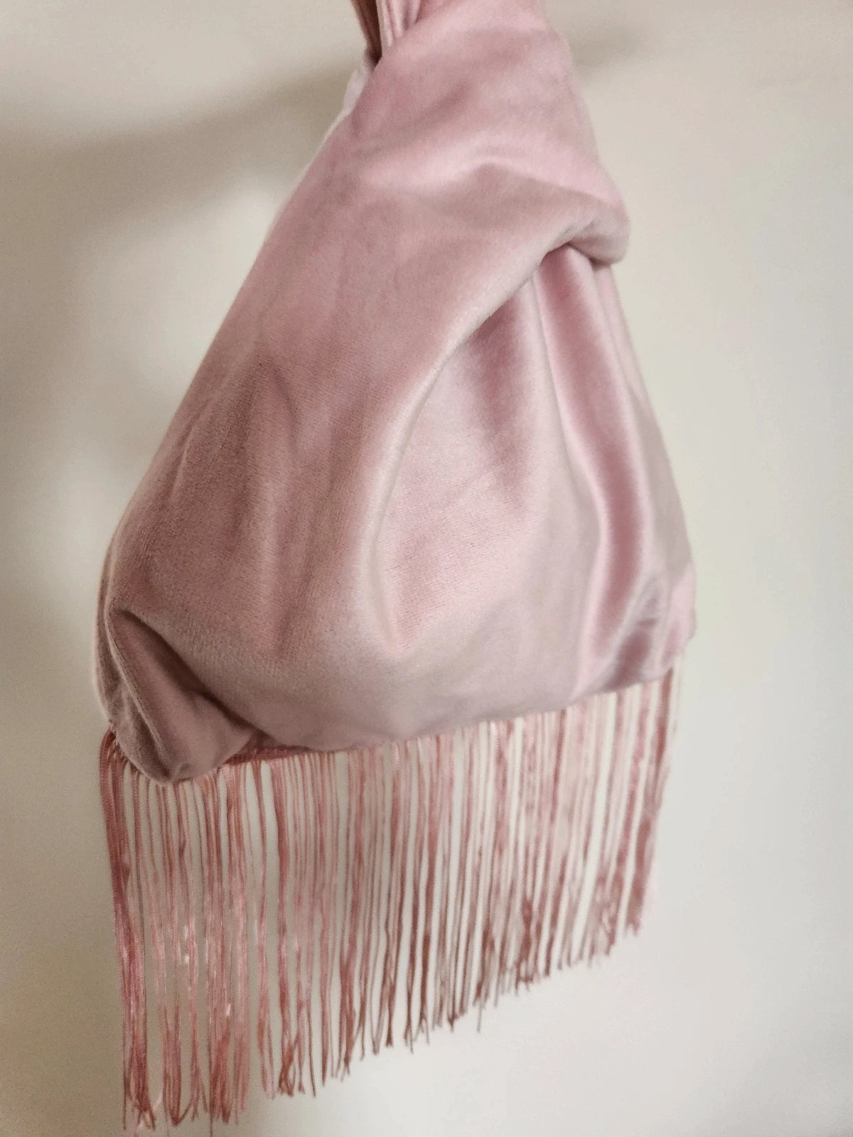 Japanese knot wrist velvet pink bag