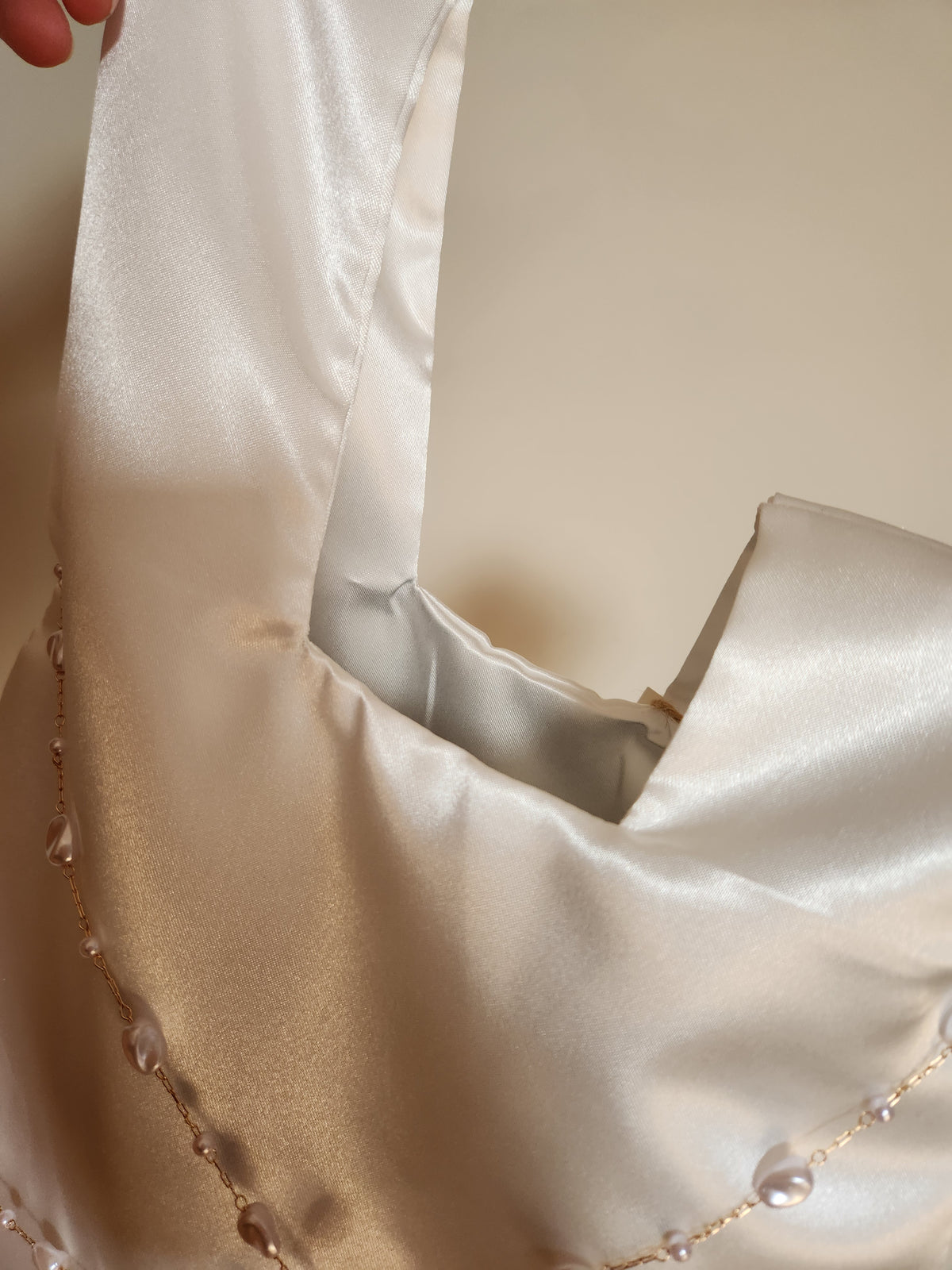 Japanese knot bridal satin bag