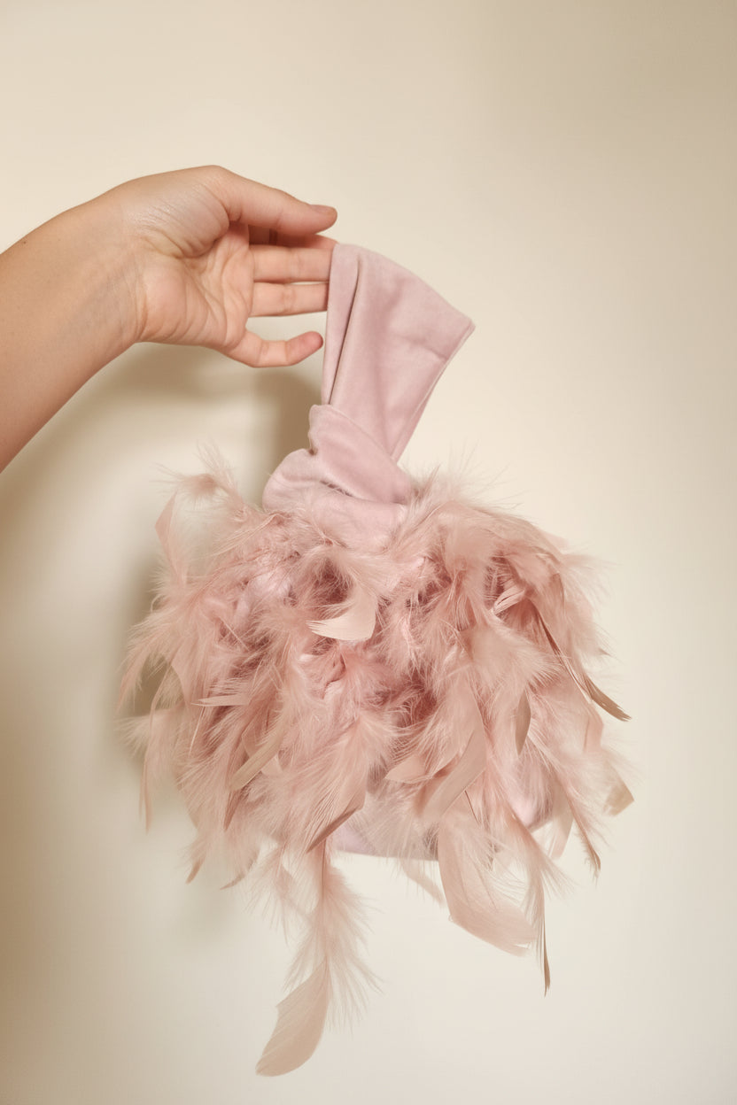 Japanese knot feather pink bag