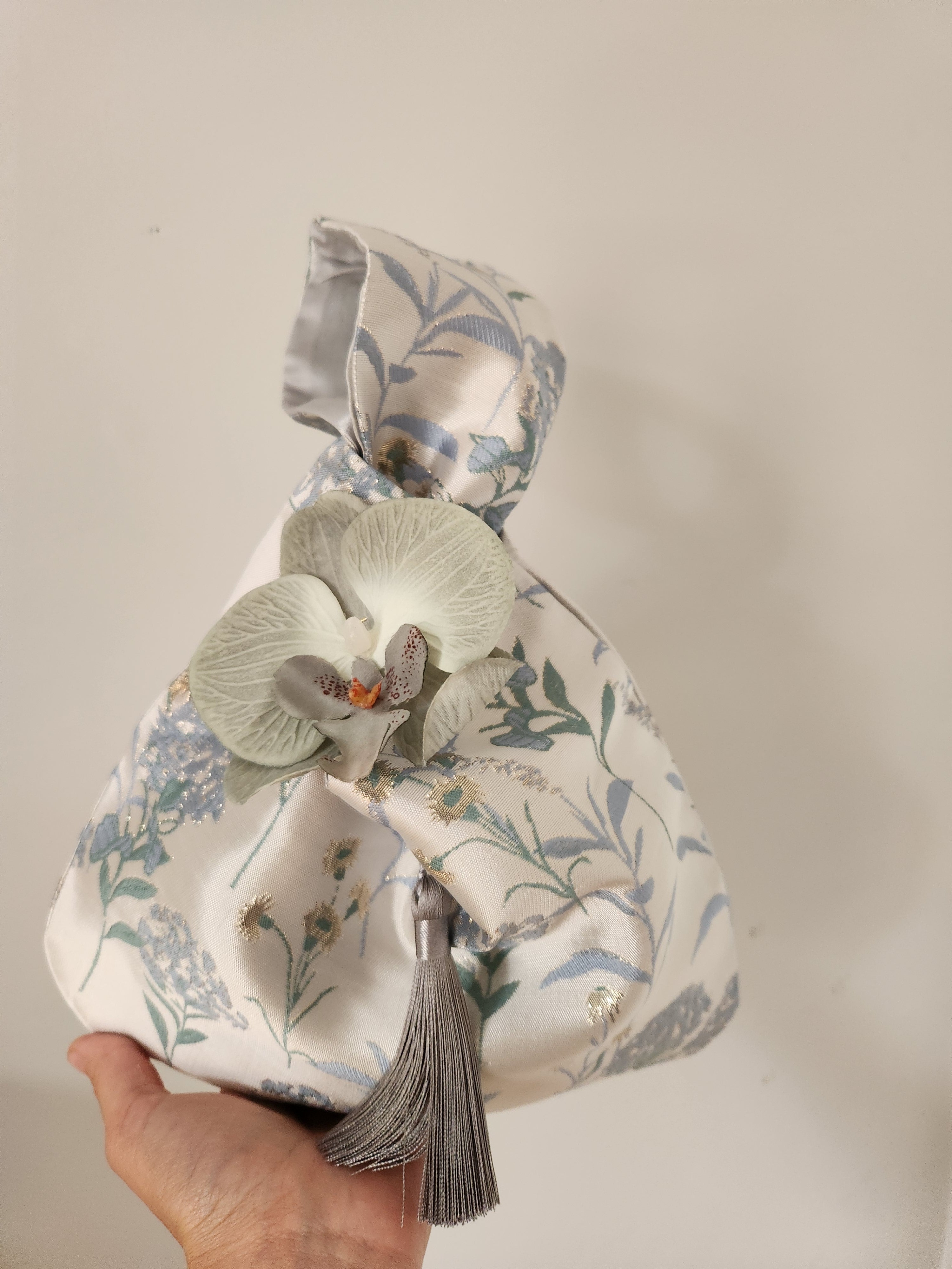 Japanese knot orchid icy blue bag