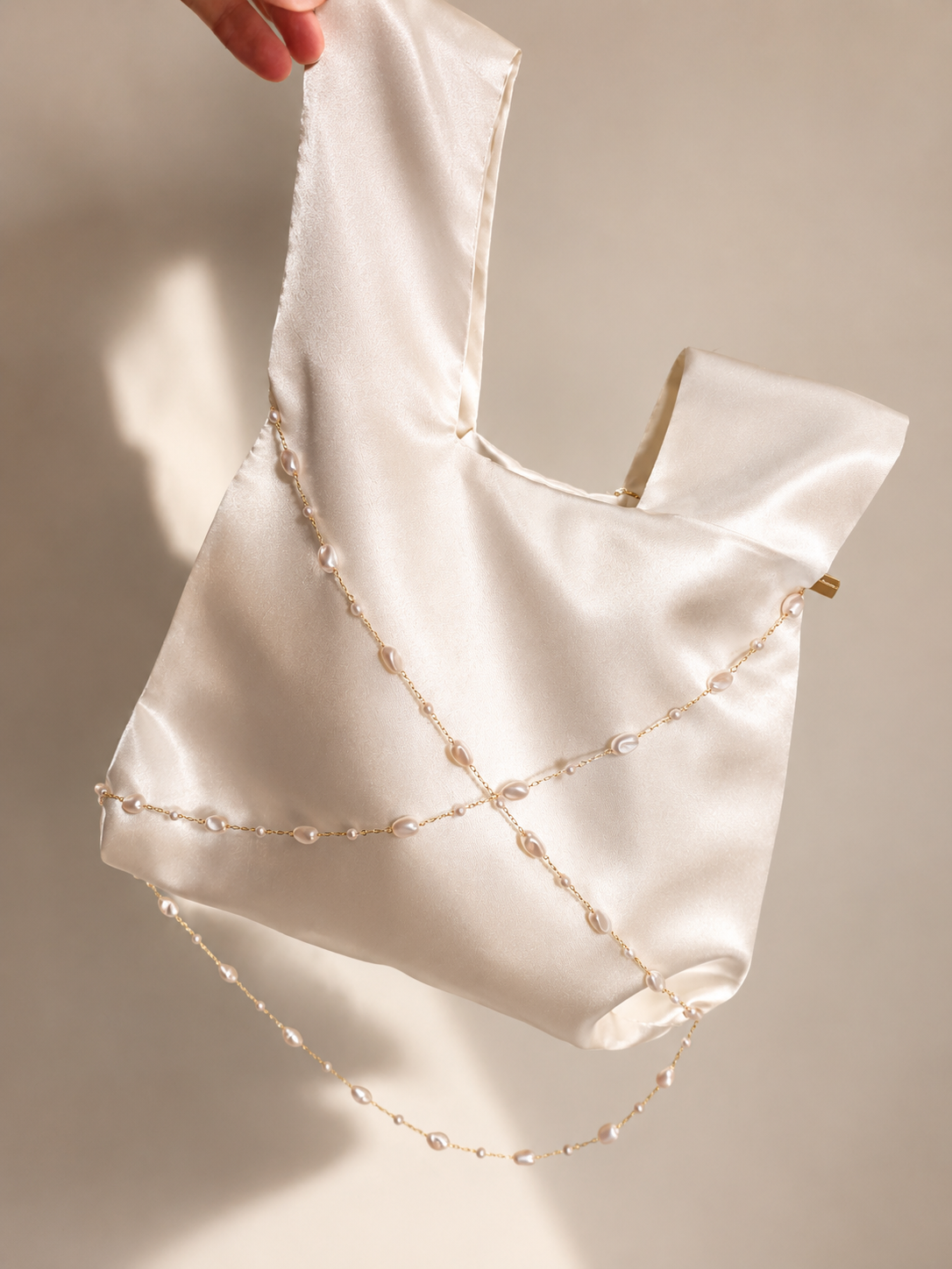 Japanese knot bridal satin bag
