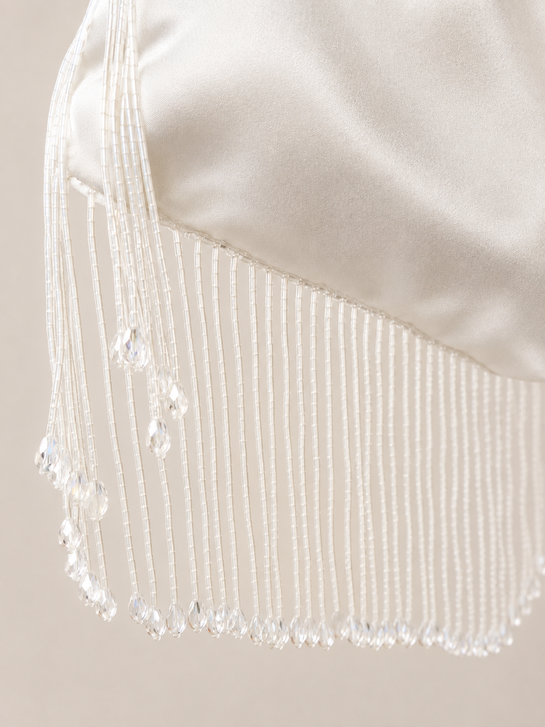 Japanese knot bridal bag with beaded fringe