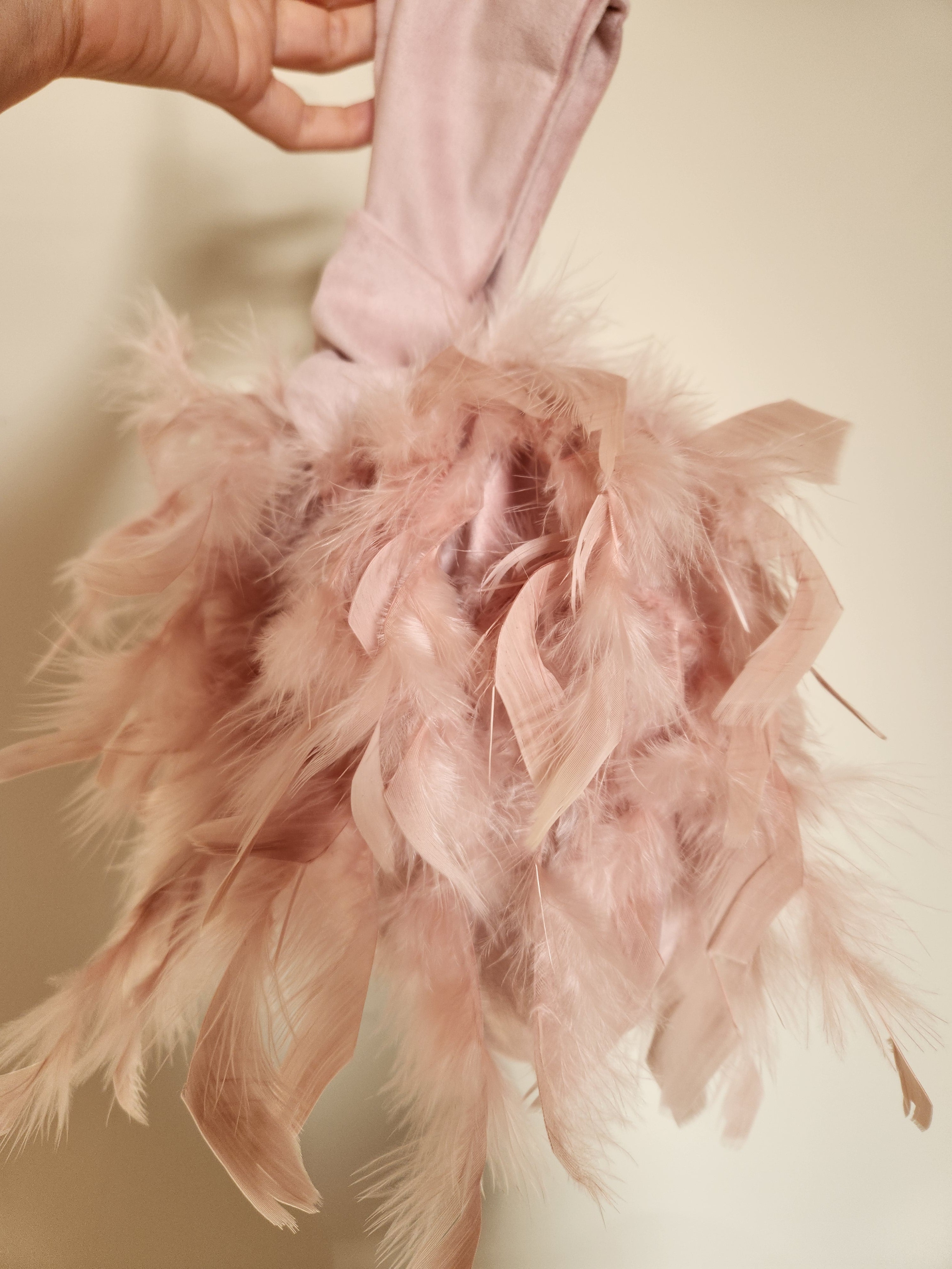 Japanese knot feather pink bag