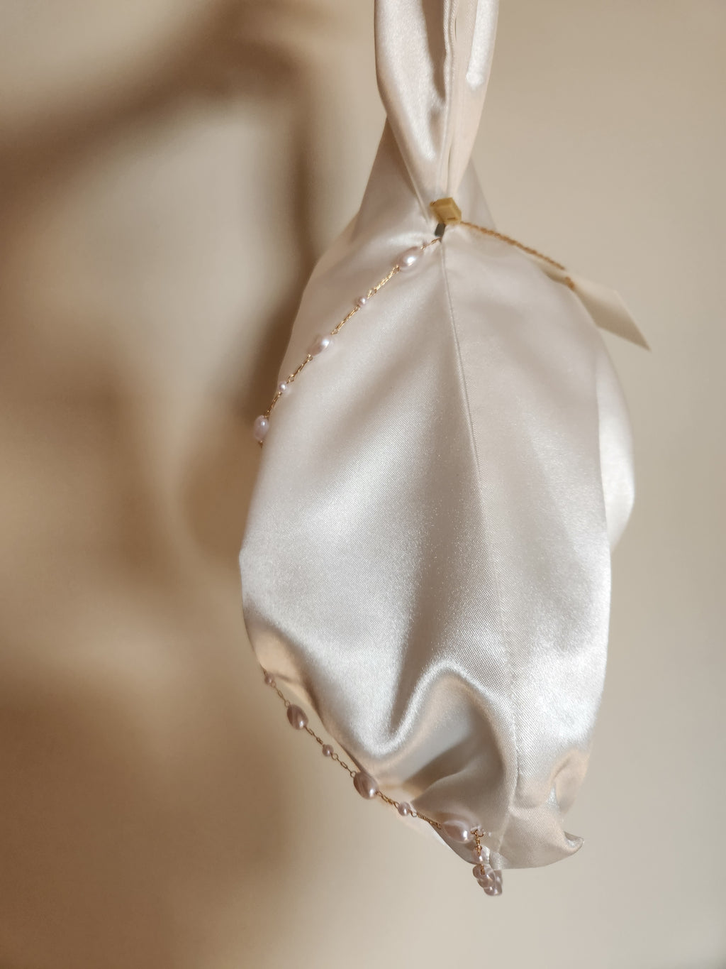 Japanese knot bridal satin bag