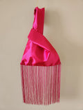 Japanese knot wrist bag in hot pink