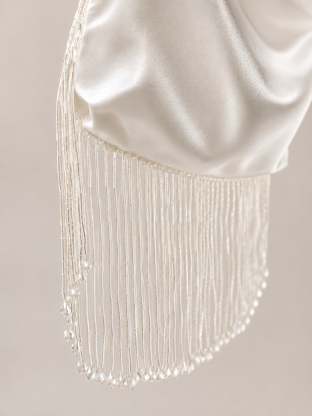 Japanese knot bridal bag with beaded fringe