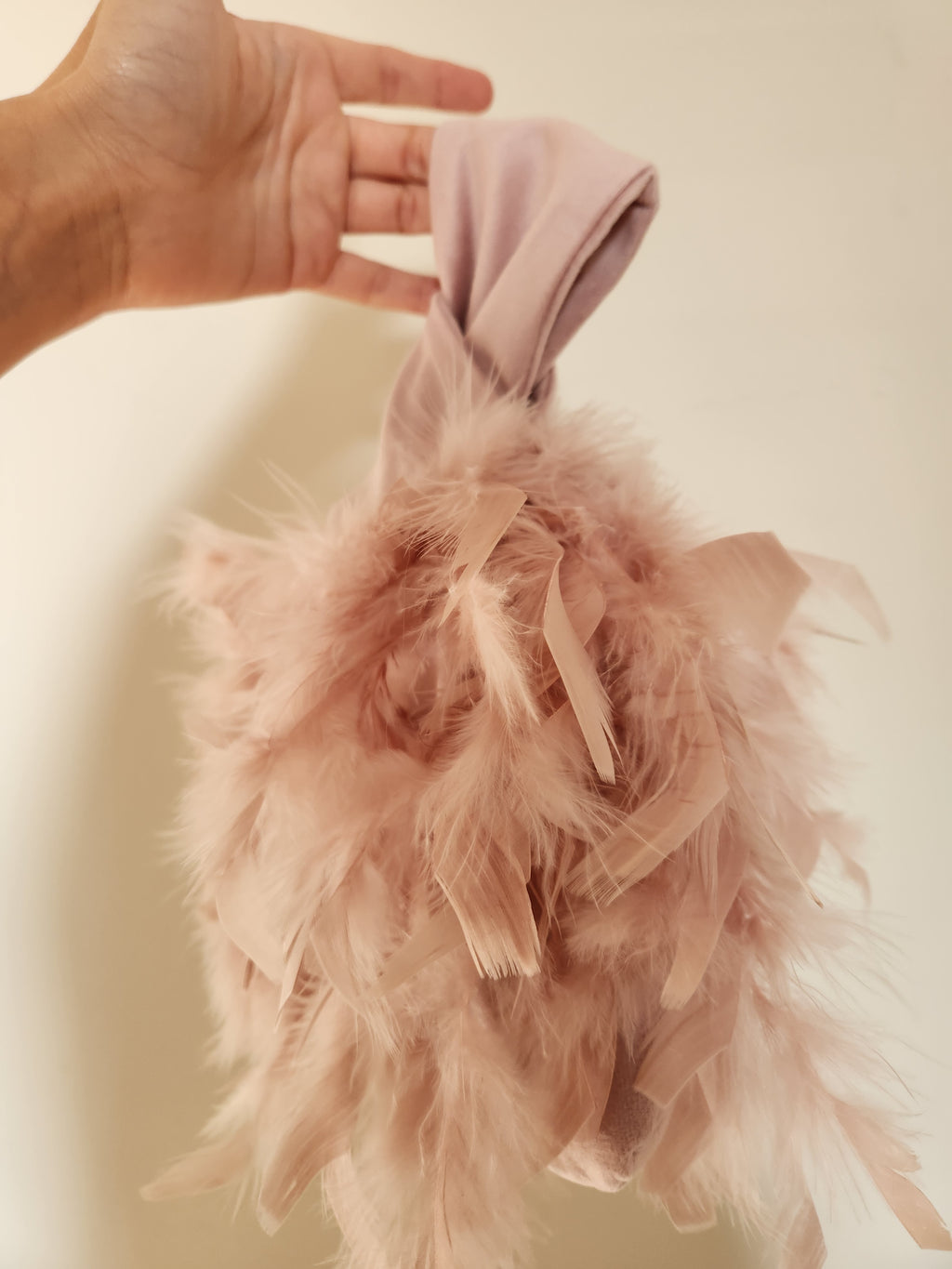 Japanese knot feather pink bag