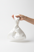 Japanese knot white satin bridal bag