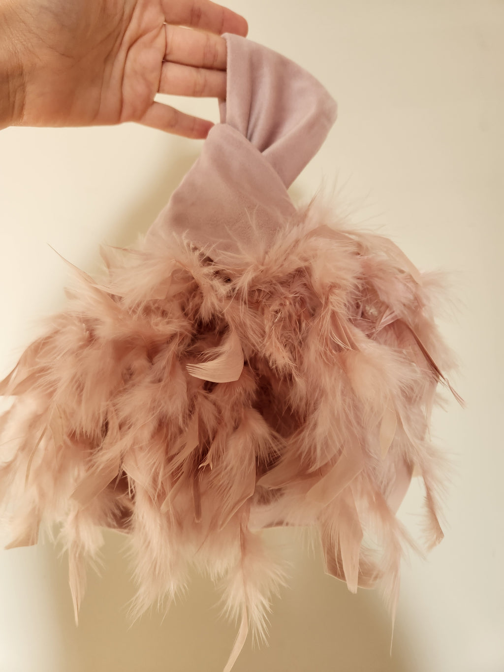 Japanese knot feather pink bag