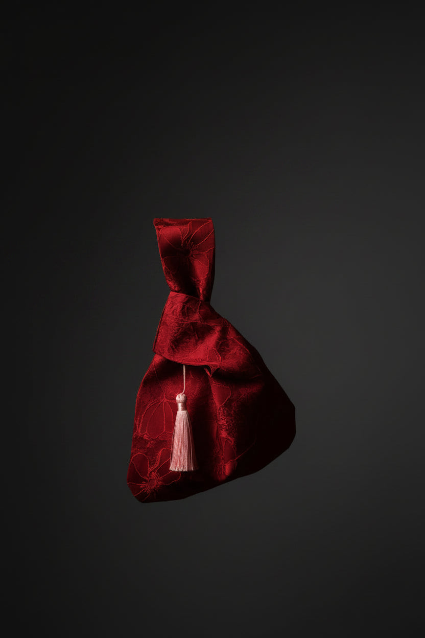 Japanese knot oriental red bag